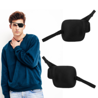 cobee 2 Pcs Eye Patches for Adults, Pirate Eye Patch Reusable Eye Patches Sleep Patches, Adjustable Black for Right and Left Eye, Amblyopia Lazy Patches