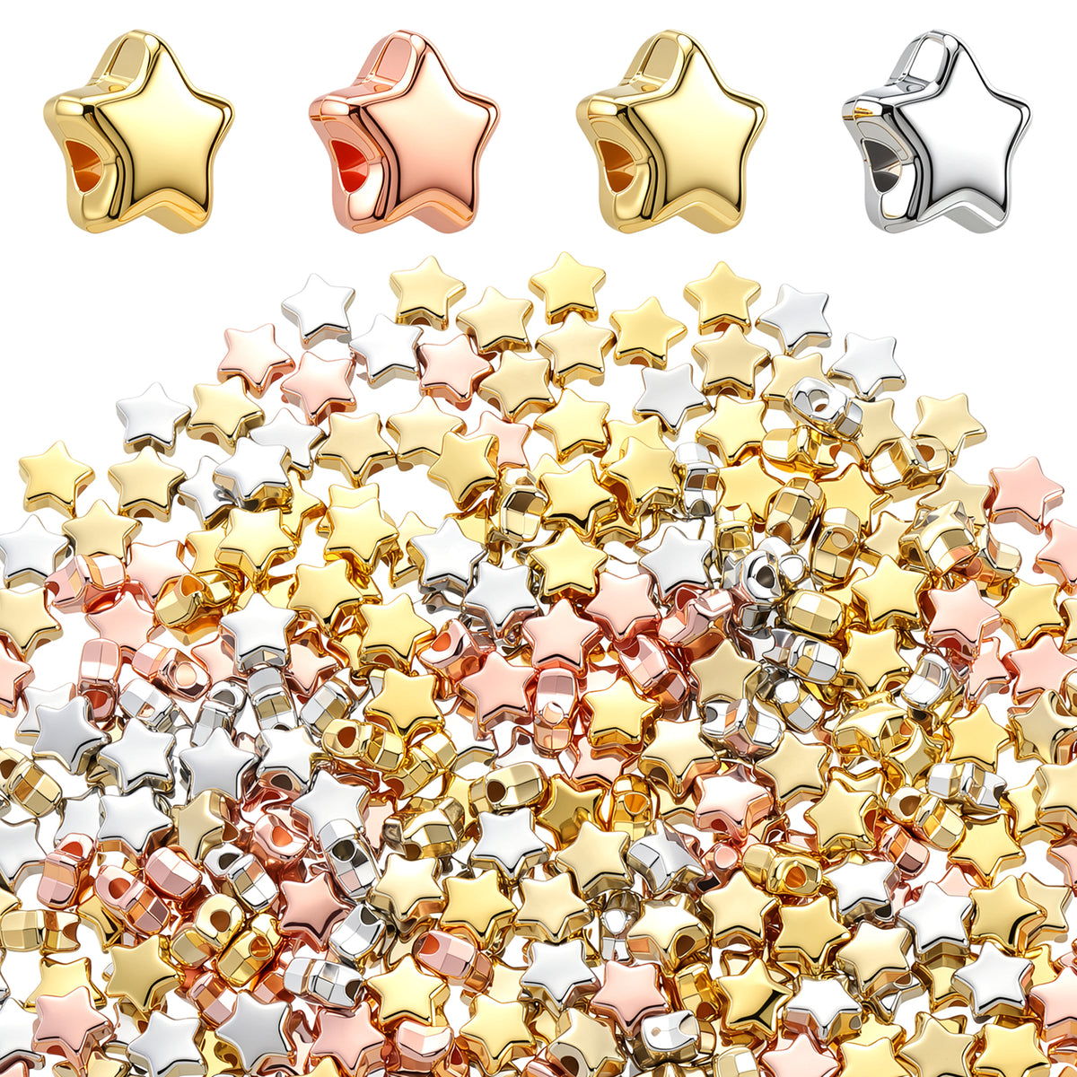 SULIKJHUI Star Beads for Jewelry Making, 600 Pcs Plastic Star Spacer Beads