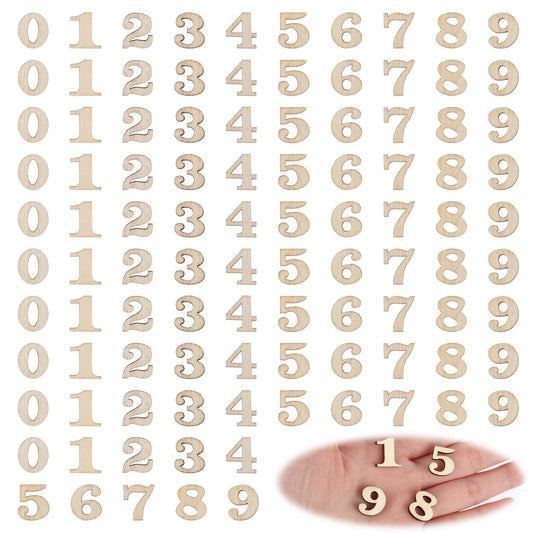 Molain 100PCS 0.6inch Natural Wooden Numbers Mixed Wooden 0-9 Numbers Mini Unfinished Wooden Numbers Blank Wood Clock Numbers Unpainted Calendar Numbers for Homemade Arts DIY Project(Number)