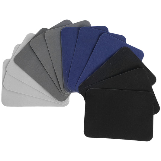 Jeffdad 12PCS Fabric Repair Patches, 4 x 3 Inches Premium Denim Iron On Patches for Clothing Inside & Outside Pants Patch for Holes Iron-on Repair Patch for Clothes Jeans Pants(4 Colors)