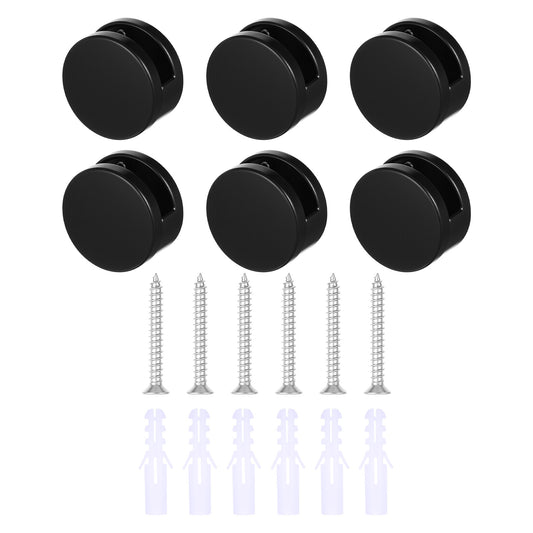 HJZHII 6 Pcs Frameless Mirror Mount, 3-5 mm Mirror Holders Hardware Kit Heavy Duty Mirrors Hanging Wall Mounting Clip with Metal Screws for Bathroom Dresser Thick Glass, Black