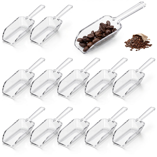 cobee 12 Pcs Acrylic Kitchen Scoops for Food, 4.3in Clear Plastic Ice Scoop
