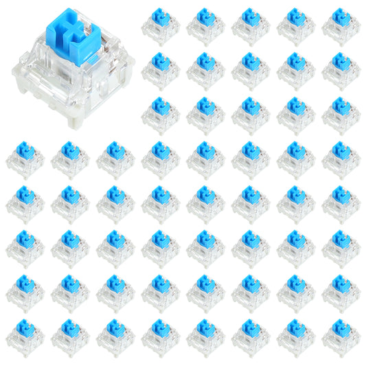 Cobee 54 Pcs Mechanical Keyboard Switches, Dustproof Gaming Keyboard Clicker 3 Pin Tactile Keyboards Switch Replacement Transparent Cover Blue Keyboards Tactile Response Mechanical Switch
