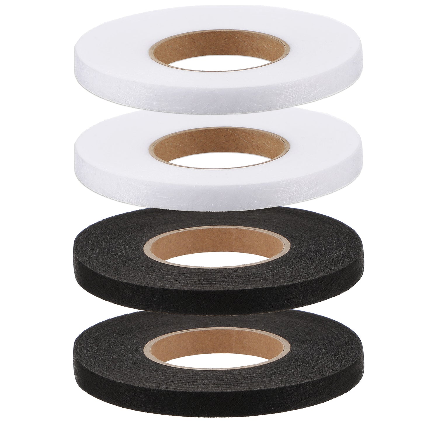 TIESOME 4 PCS Iron-On Hem Tape, 64M Heavy Duty Fabric Hemming Tape Rolls for Curtains Pants Jeans No Sew Fabric Repair White Black