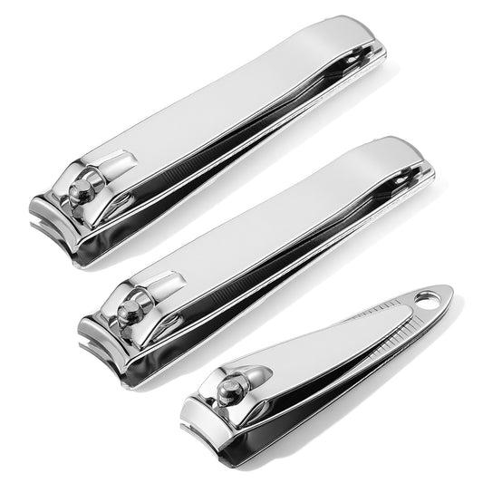 LIQWEI 3 Pcs Nail Clippers Set, Large Nail Clippers Metal Nails File Toenail Clipper with File, Stainless Steel Fingernail Toenail Trimmers for Men Women