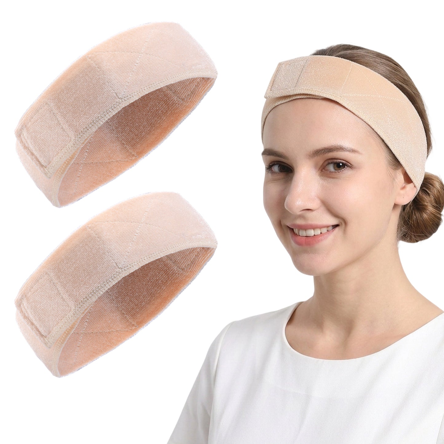 SULIKJHUI 2 Pcs Wig Grip Band, Dark Brown No Slip Wig Grips for Glueless Wigs, Soft Fabric Headband for Secure Hold (22.24 x 2.56 Inch)(Skin Color)