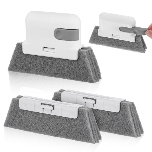 AOZUO Window Cleaning Brush, Groove Cleaning Brush Tool Handheld Window Sliding Door Track Cleaner with 2 Replacement Cloth for Tile Lines Shutter Sill Car Vents Keyboard Small Spaces Clean Kit