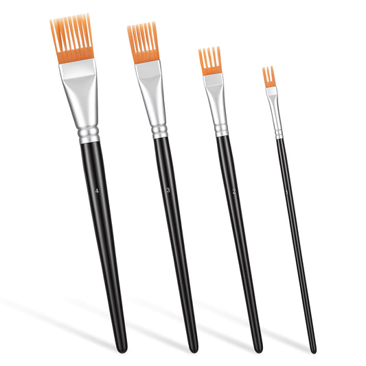 HJZHII 4PCS Comb Artist Brush Set, Grainer Brush Comb Set Professional Grainer Brush for Acrylic Painting Flat Combs Artist Paint Brushes Textured Art Paintbrush for Acrylic Oil Watercolor DIY Crafts