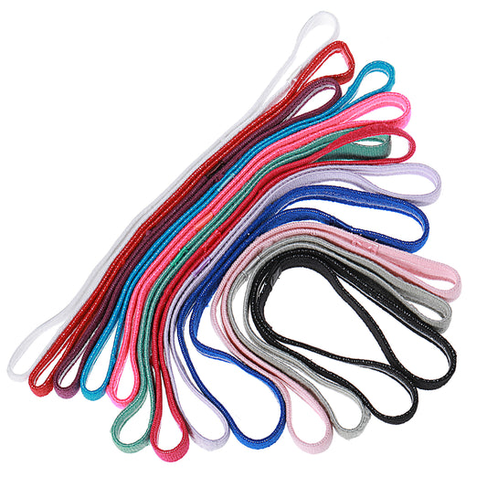 HJZHII 12PCS Elastic Thin Headbands, Non-Slip Sports Hair Bands Skinny Exercise Sweatband Stretchy Athletic Headbands for Men Women Running Football Basketball Soccer Tennis Yoga