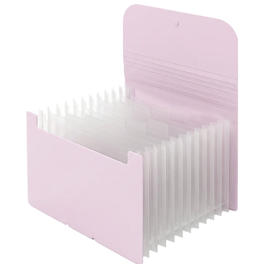 Amabro Sticker Storage Organizer with 12 Expandable Pockets, Large Capacity Stand Receipt Multi-Layer Folder Desktop Scrapbook Essentials for Thick Sticker Album Journal Notecard Check(Purple)
