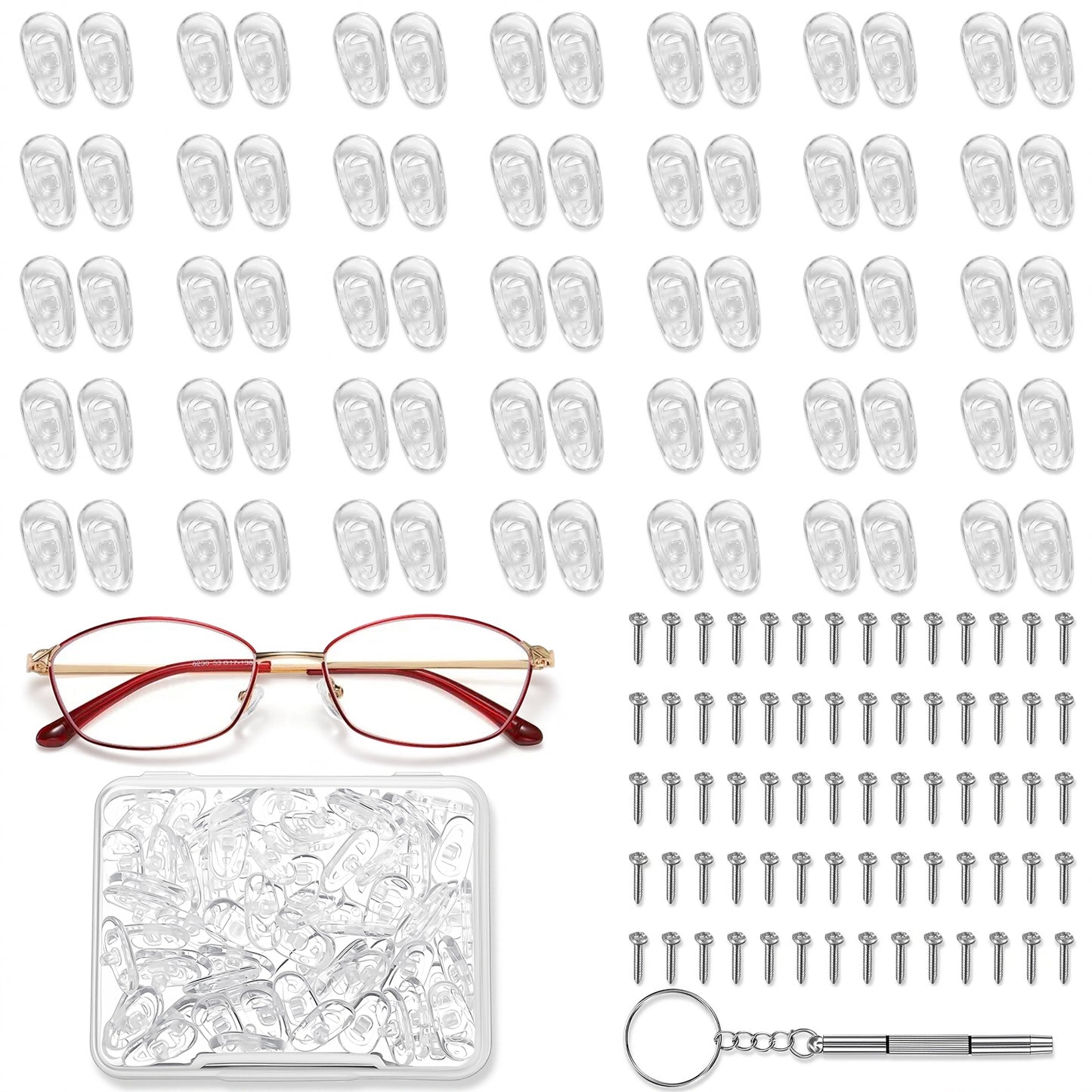 GEEHUA 35 Pairs Silicone Glasses Nose Pads with Screws,