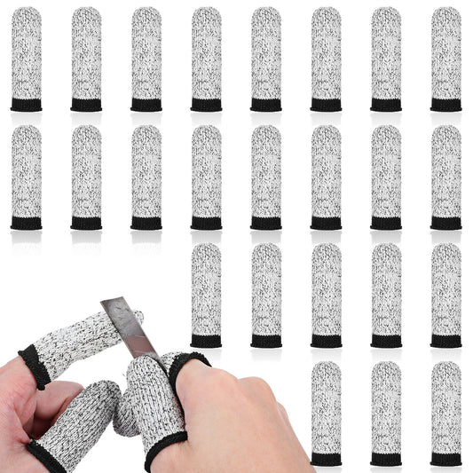 JIYIN 24Pcs Cut Resistant Finger Cots, Finger Protectors Cut Resistant Finger Fingertips Protectors Reusable Finger Gloves Breathable Thumb Protector for Kitchen Work Garden Sculpture