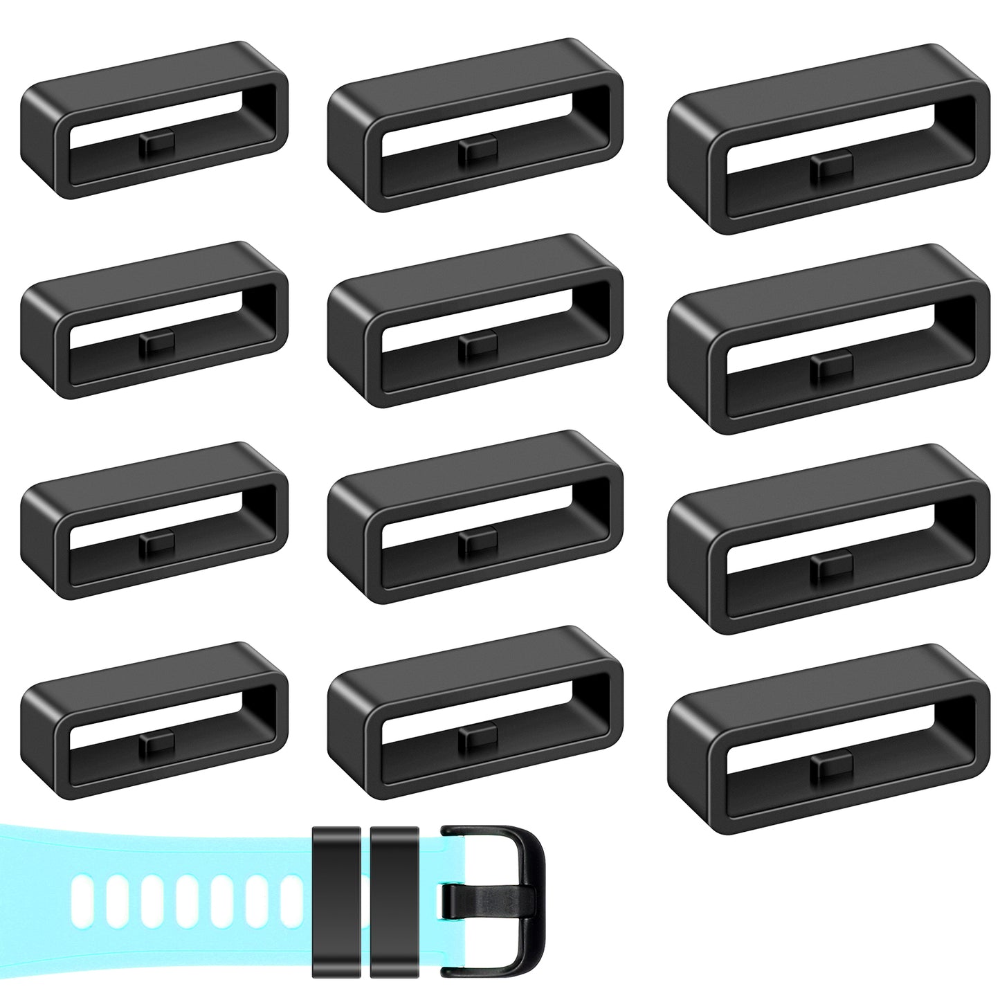 GEEHUA 12Pcs Silicone Watch Band Holder, Watch Band Keepers Replacement Watches Retainer Strap Loops for Watches Fastener Rings Replacement Accessories (22/20/18mm)