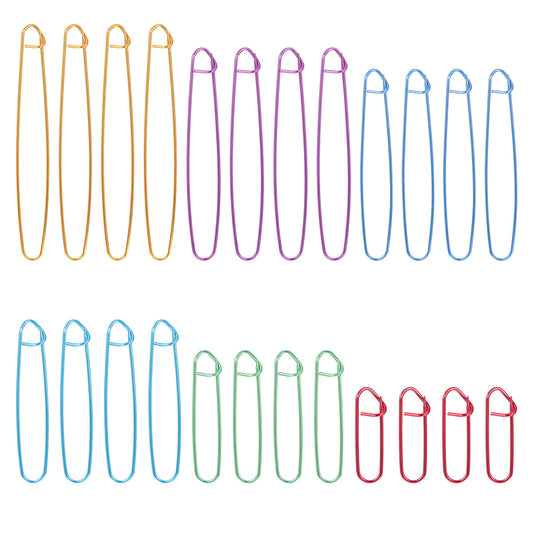HJZHII 24 Pcs Knitting Stitch Holders, 6 Size Metal Stitch Holders Colorful Yarn Stitchs Holder Practical Knitting Crochet Hook Crochet Needle Holders for Quilting Sewing Knittings