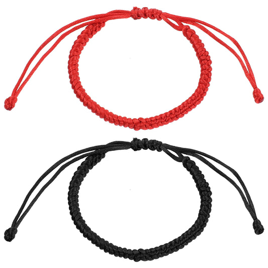 cobee 2 Pcs Red String Bracelet, Handmade Red String of Fate Bracelet, Good Luck Knot Bracelets for Couples Boyfriend Girlfriend Gifts