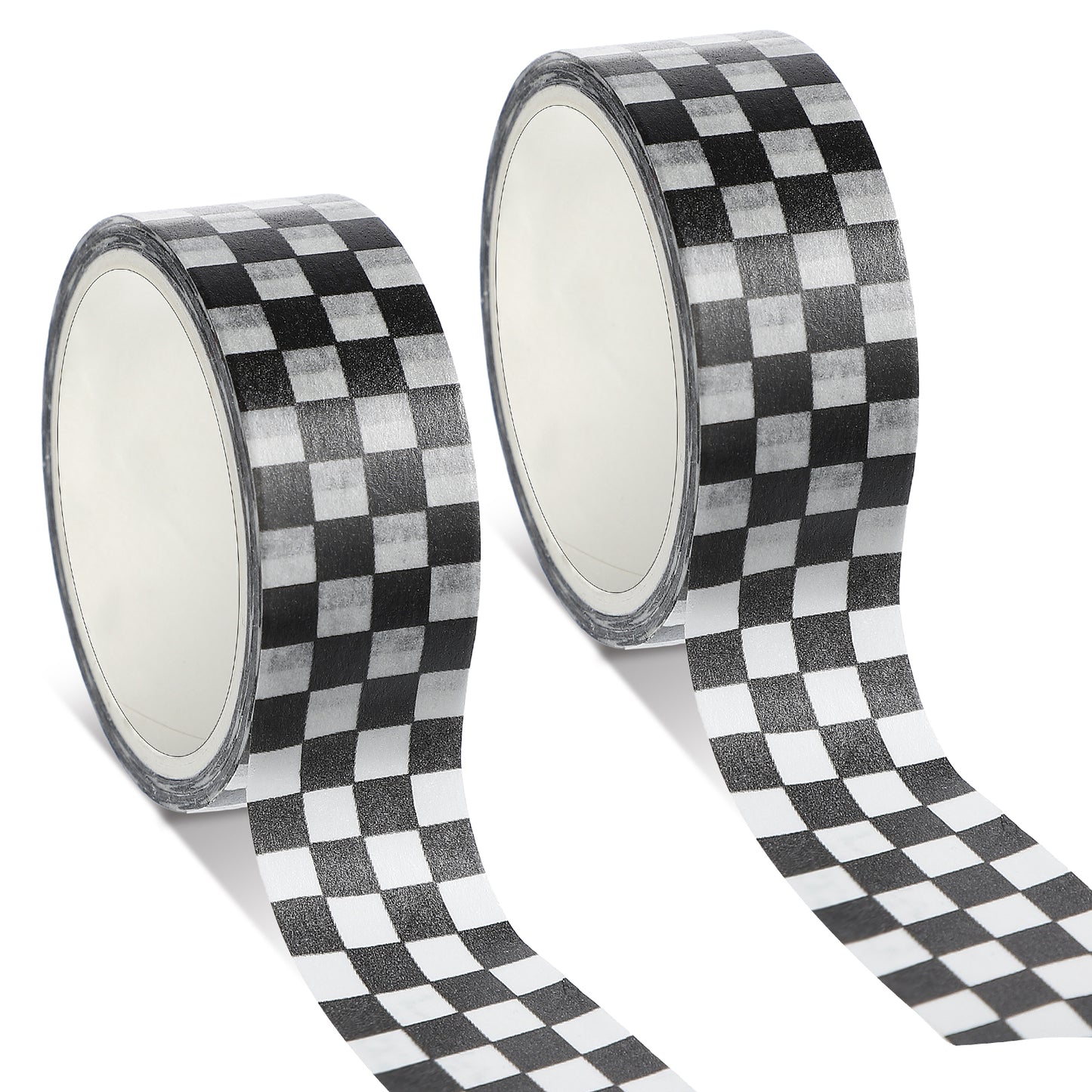 GEEHUA 2 Rolls Checkered Flag Tape, Black White Washi Tape Checkerboard Grid Pattern Checkered Flag Party Supplies 1 Roll 196 inch/5.4 Yards Buffalo Tapes for Scrapbooking DIY Crafts Box Decoration(2)
