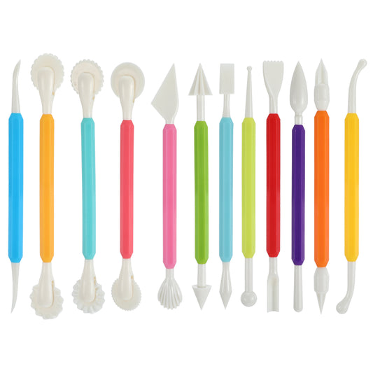 HJZHII 12PCS Clay Sculpting Tools, Double-Head Ceramic Pottery Tool Plastic DIY Clay Fondant Tool Modeling Tools Set Air Dry Clay Tools Polymer Clay Art Tools for Polymer Pottery Cake Decoration