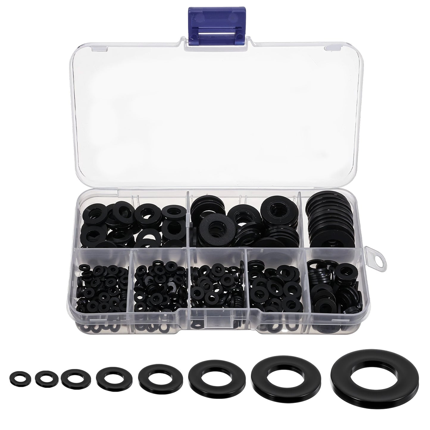 LIQWEI 500 Pcs Nylon Flat Washers, Hose Washer Rubber Screw, Sealing Faucet Washers Kit Vibration Absorbing Pads for Faucets Bolts Screws Hose Plumbing Shower Head (M2 M2.5 M3 M4 M5 M6 M8 M10)