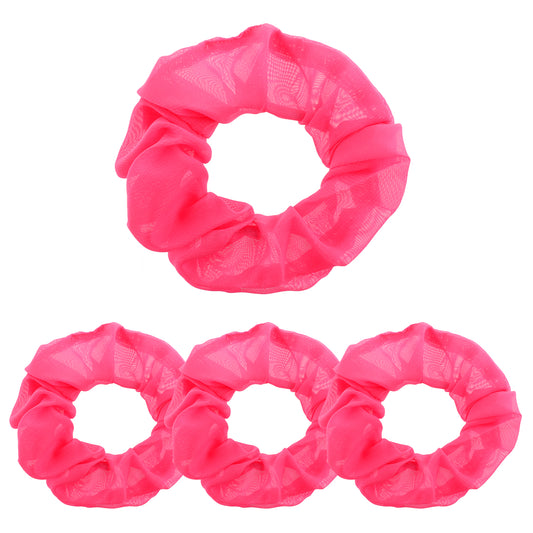 BOHUIZ 4 Pcs Neon Red Scrunchie for hair 80s, Elastic Neon Red Scrunchie Bulk Thick Hair Ties for Women Girls Hairs Accessories