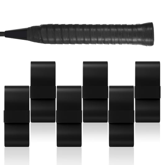 Bewudy 6Pcs Badminton Racket Grip Tape, Anti-Slip Tennis Racket Tape Self-Adhesive Tennis Overgrip Tapes for Tennis Rackets Badminton Rackets(Black)