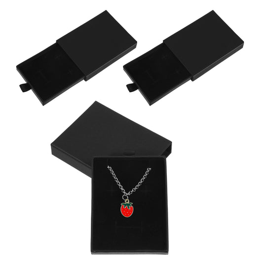 JIYIN 3Pack Jewelry Gift Boxes 2.8 x 3.5 x 0.7Inch Small Gift Boxes, Cardboard Jewelry Boxes Drawer Type Jewelry Organizer Box Jewelry Gift Boxes For Necklace Bracelets Ring Earring Display Box(Black)