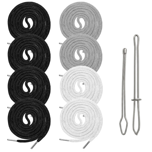 HJZHII 8Pcs Drawstring Replacement Cord for Pants, Drawstring Cord for Jogging Bottoms & Hoodies Adjustable Trouser Band with Pull-Through Needle Round Cotton Drawstrings Cords for Sweatpants