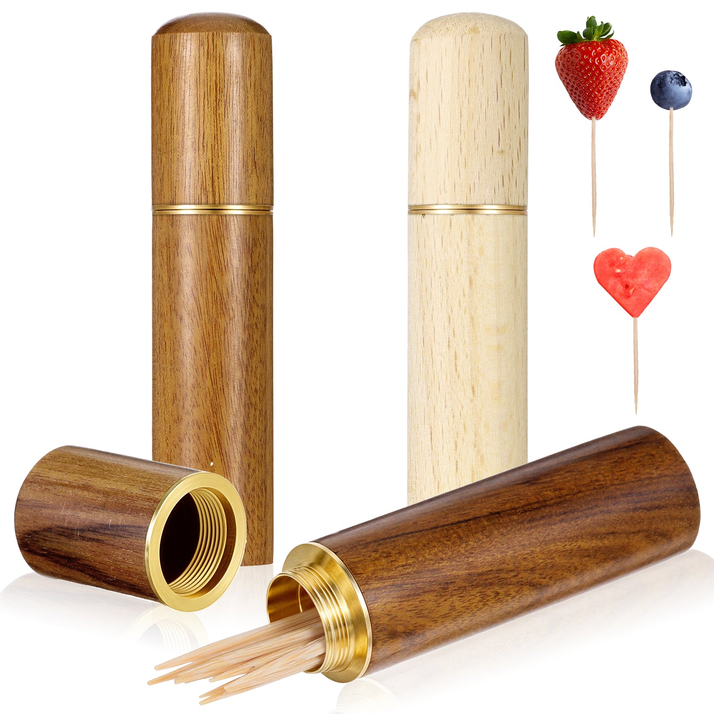 Giantree 4 PCS Portable Wood Toothpick Holder, Mini Toothpick Box Pocket Dispenser, Pocket Tooth Pick Carrying Travel Case Needle Case for Storage Needle Pill Bead Pick Tooth Picks Holder