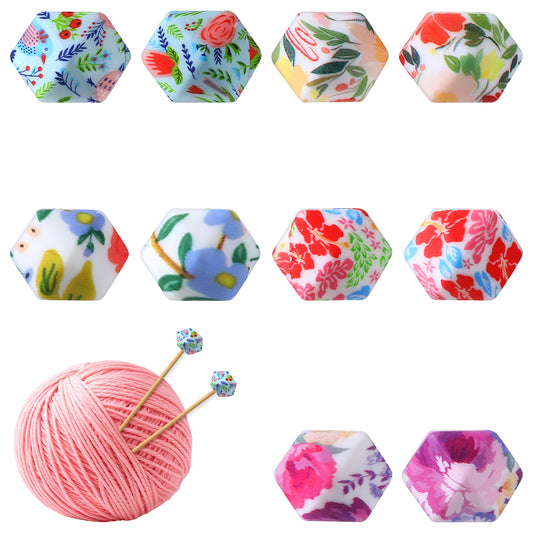cobee 10 Pcs Knitting Needle Stoppers, Knitting Needle Point Protectors Needle Minders, Hexagon Knitting Stitch Holders Needle Caps for Knitting Accessories and Gadgets