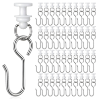 HJZHII 100Pcs Curtain Hooks and Gliders Set, 50 Metal Shower Curtain Hooks and 50 Pieces Rail Gliders Curtains Track Hook for Heavy Curtains, Ceiling and Drape Track