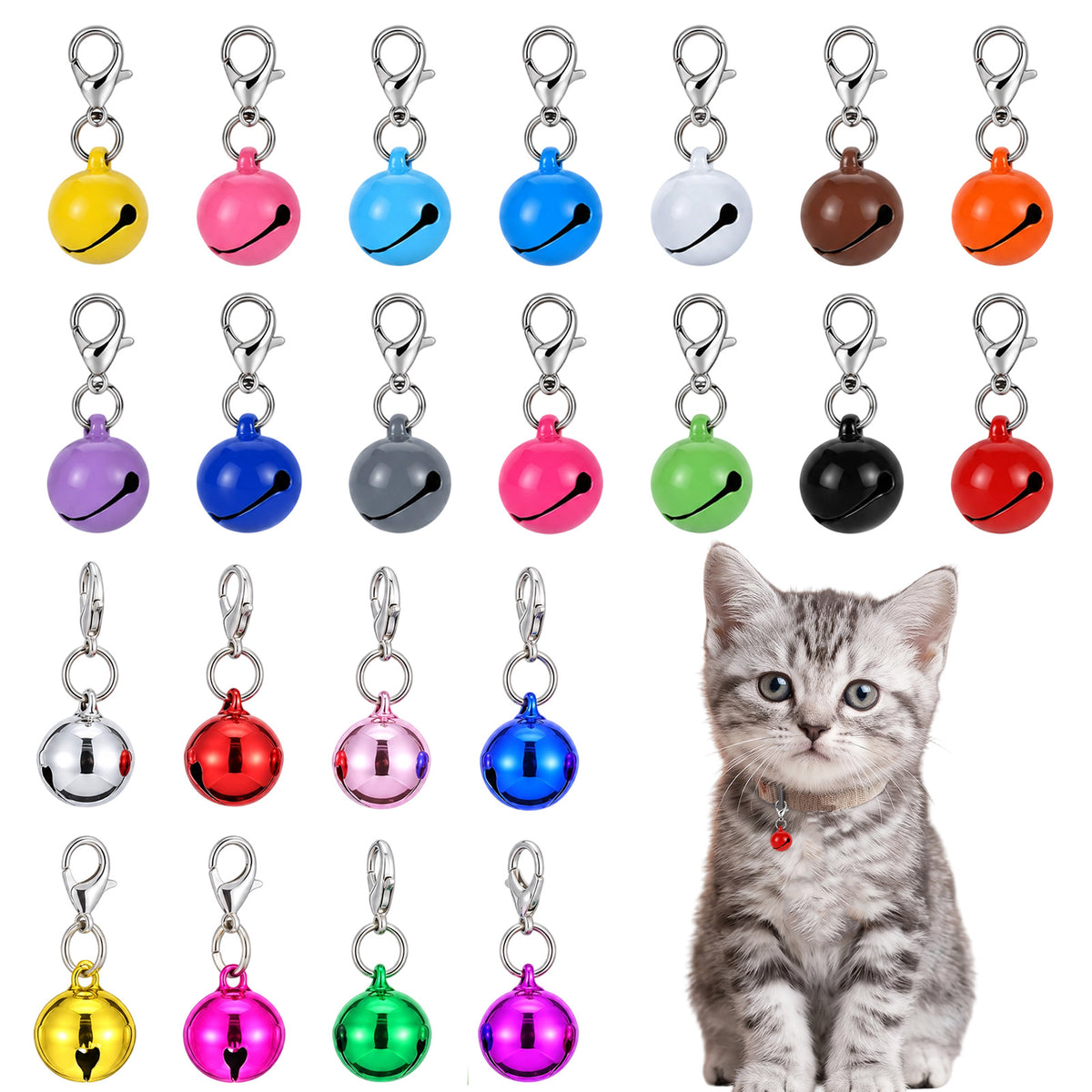 LXUEJIE 22pcs Pet Collar Bells, Small Collar Charms Bell with Keychain