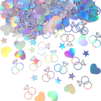 BOHUIZ 300 Pcs Iridescent Bachelorette Confetti, Bridal Shower Decoration Confettis, Wedding Decorations Diamond Ring Heart Star Table Confetti for Engagement Party Decorations, Bridal Shower supplies