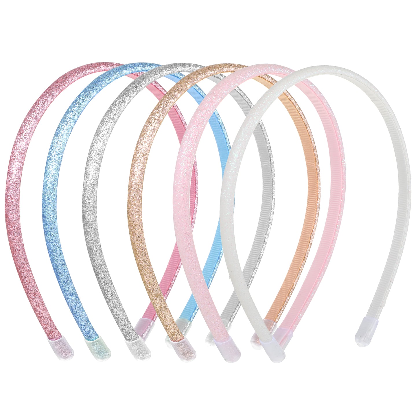 SULIKJHUI Toddler Headbands for Girls 6 Pack, Gold Silver Rose Red Pink Blue Light Blue Glitter Headbands, Non-Slip Sequin Headband with Soft Fabric Cover