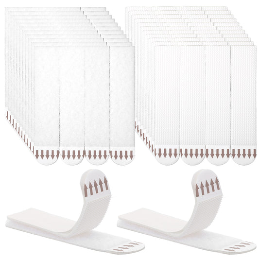 BOHUIZ 24 Pairs (48 Strips) Heavy Duty Picture Hanging Strips, Fabric Fastener Interlocking Tape No Nails Strips Hook and Loop Tape No Wall Damage for Pictures and Photos Frame Hanging