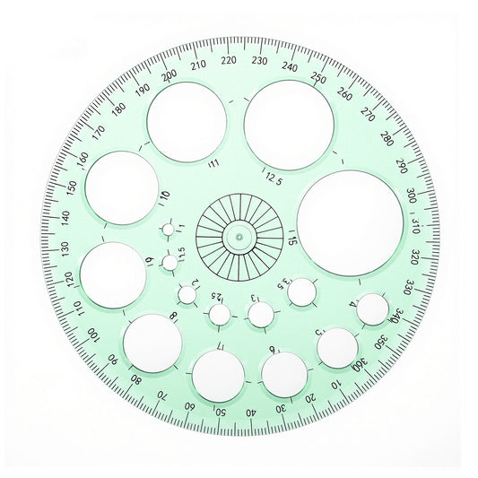 SHENLIU 2 Pcs 360 Degrees Protractor Template, 4.53 Inch Diameter Plastic Circle Measurement Ruler Tool, 16 Small Circle Templates for Architectural Drawing, Office, Design Supplies (Green)
