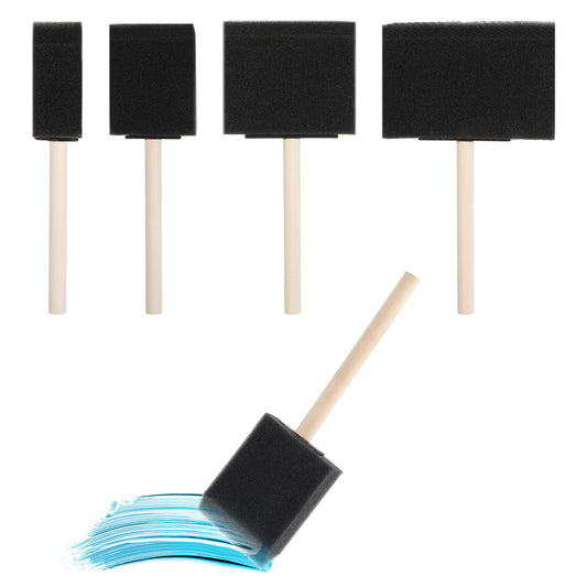 JIYIN 4 PCS Foam Paint Brushes, 4 Sizes Sponge Paint Brushes With Wood Handle, Durable Foam Brush, Sponge Brush for Painting, Foam Brushes for Wood Stain Varnishes and DIY Painting Accessories