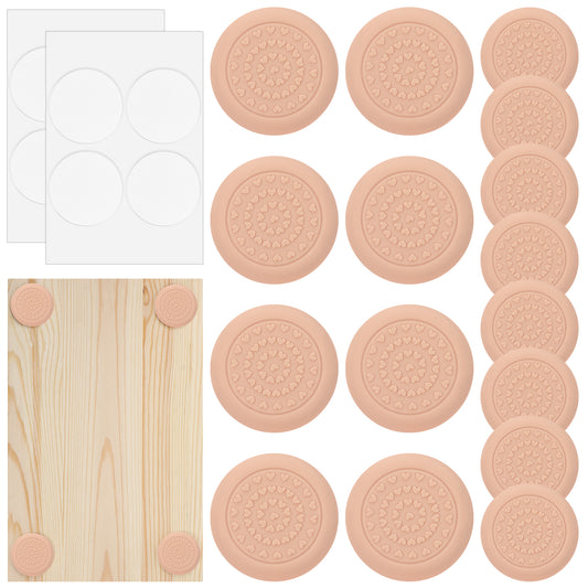 Amaxiu 16 Pcs Anti Slip Cutting Board Pads, Self-Adhesive Rubber Feet for Cutting Board Waterproof Shock Absorbent Noise Reducing Grips 2 Sizes 3cm/1.18in, 4cm/1.57in Apricot
