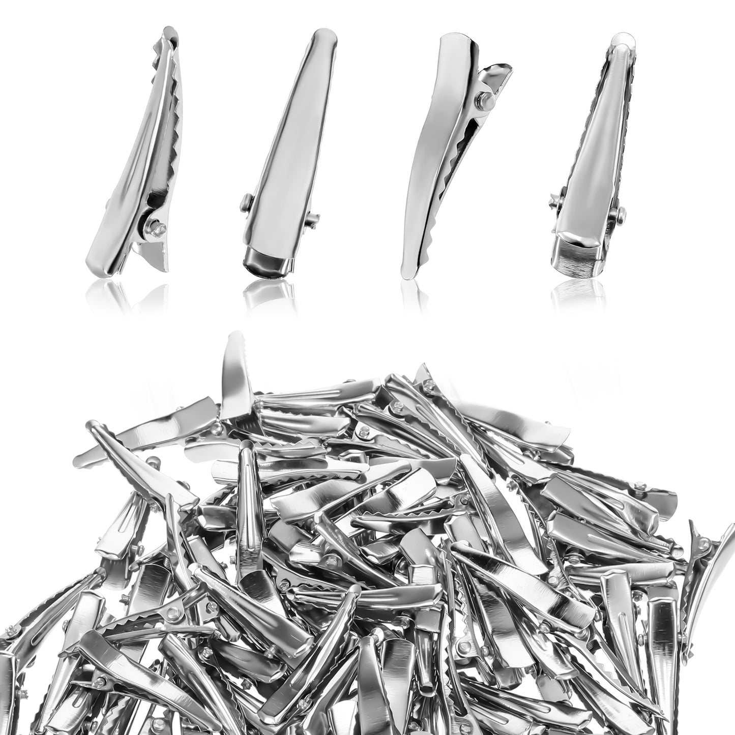DOPENSPI 120 PCS Small Alligator Hair Clips, 1.1in Silver Alligator Hairs Pins Metal Small Crocodile Clips DIY Teeth Bows Crocodile Hair Clip Hairs Accessories for Women Girls