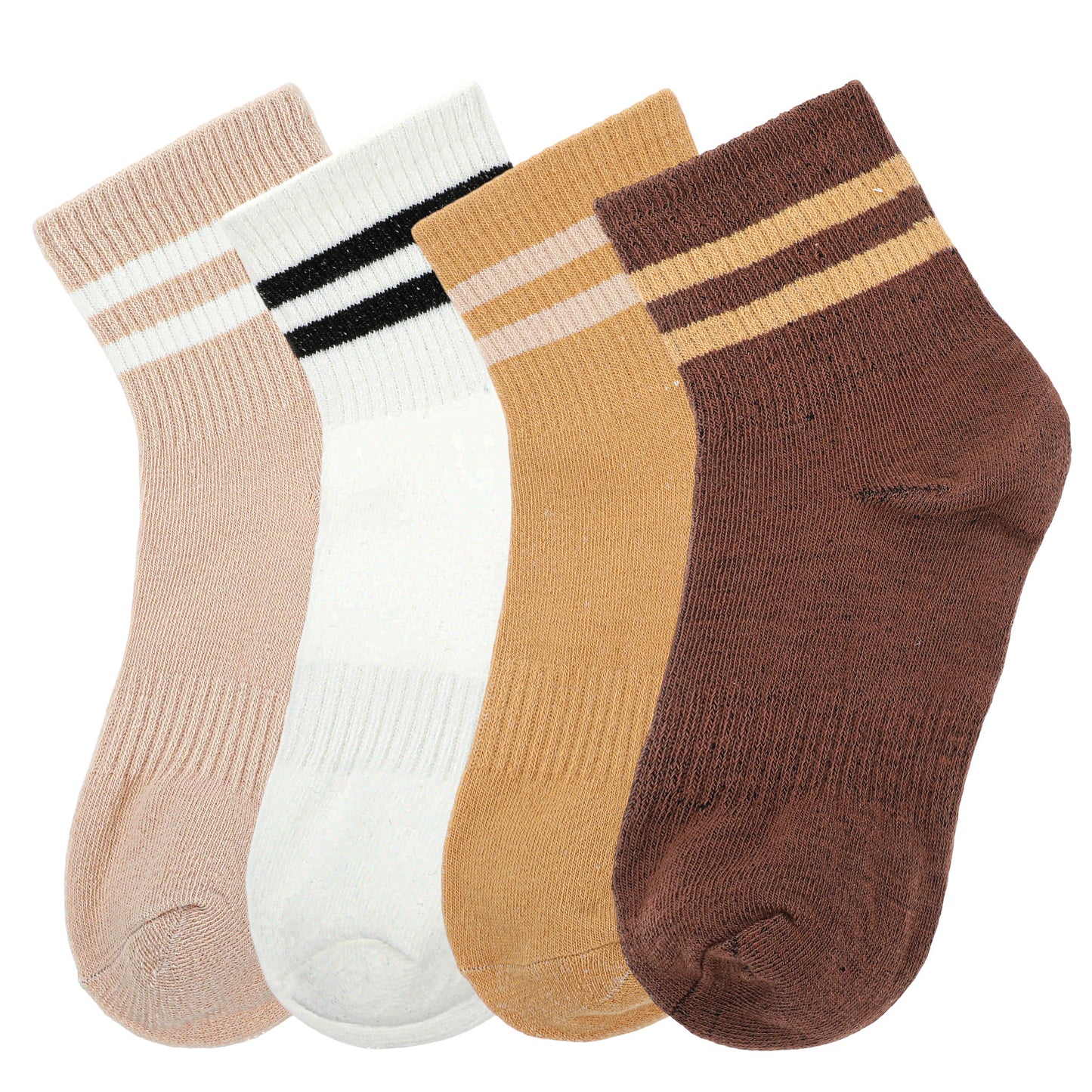 WJIAAA Crew Socks for Women, 4 Pairs Comfortable Cotton Sports Socks, 5.91in Length for Boots & Casual Wear, Neutral Tones