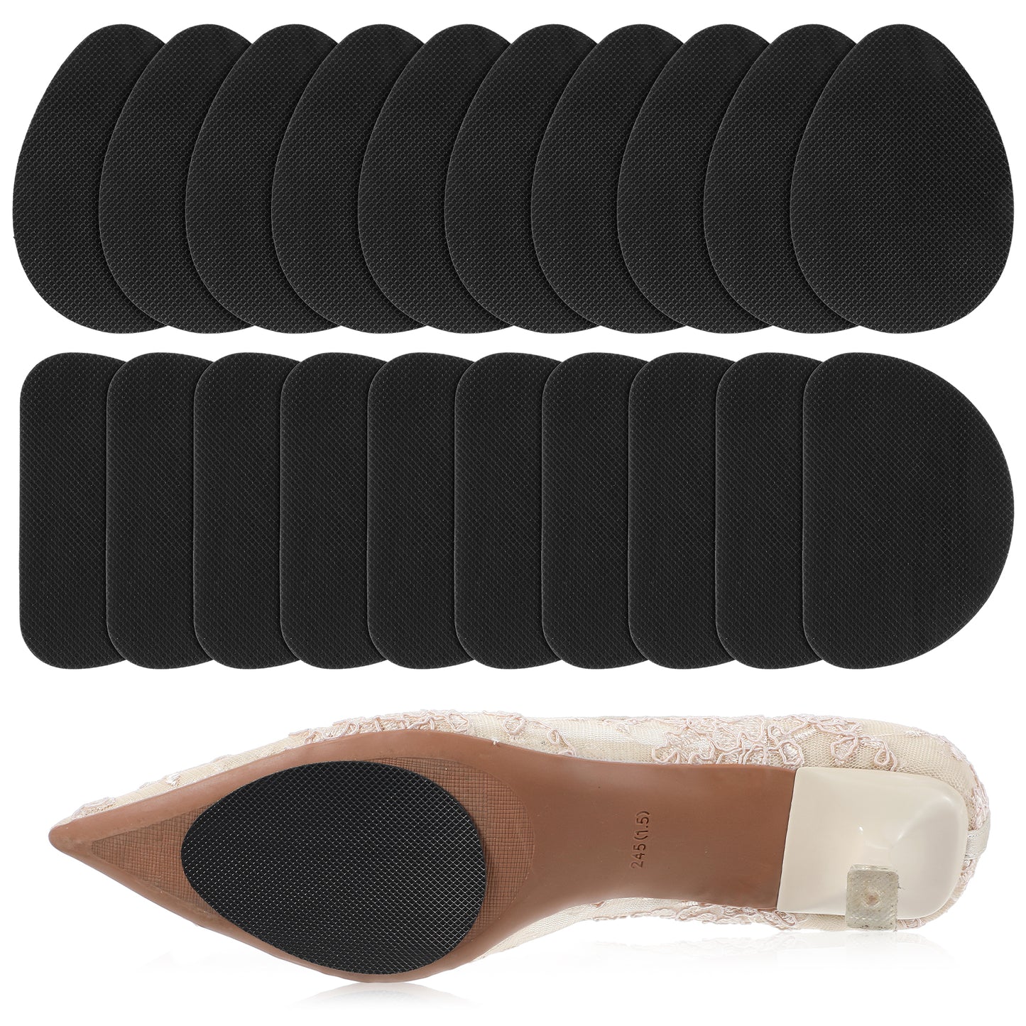 Giantree 10Pairs Shoe Sole Protectors Anti Slip Shoe Sole Grips, Self Adhesive Rubber Shoe Soles, Noise Reduction Sole Stick for Sneakers Heels Boots (Forefoot & Backfoot) (20)