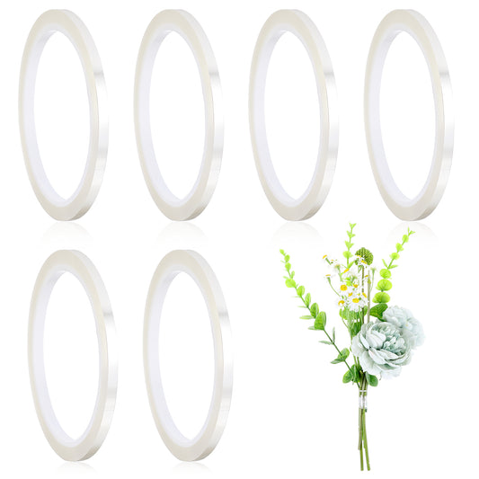 cobee 2 Pcs Clear Floral Tape, Floral Tape For Fresh Flowers, Waterproof Floral Tape For Fresh Flower Crafts, Flower Arrangements Supplies (6 Pcs Set)