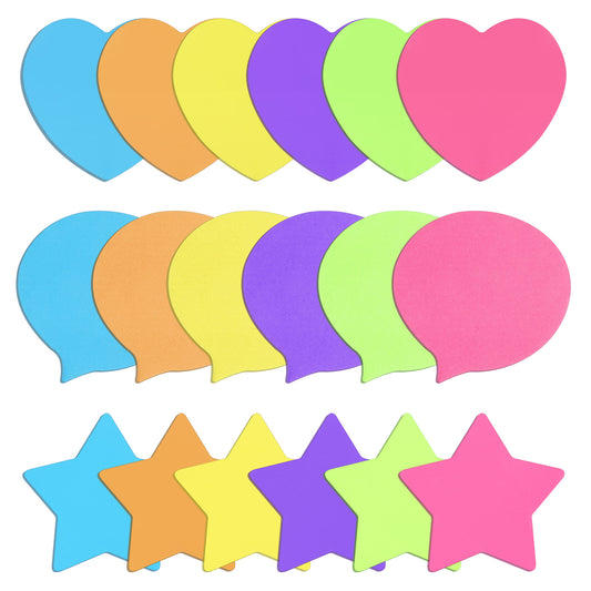 JJUNW 540 Sheets Shaped Sticky Notes, Cute Sticky Note, Multicolor Self-Stick Note Personalized Fun Noted, Speech Bubble Notes for School Office Home