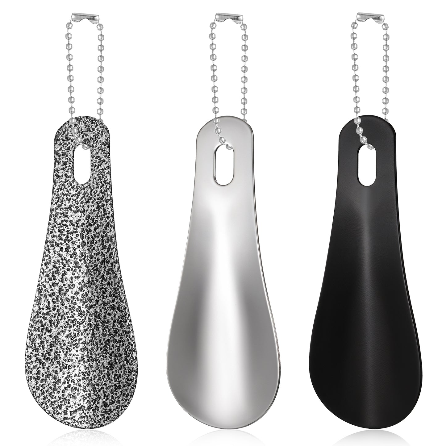 HJZHII 3PCS Small Shoe Horns, 4 Inch Stainless Steel Metal Shoes Horn Shoe Helper Mini Key Chain Travel Shoes Spoon for Men Women Seniors Travel