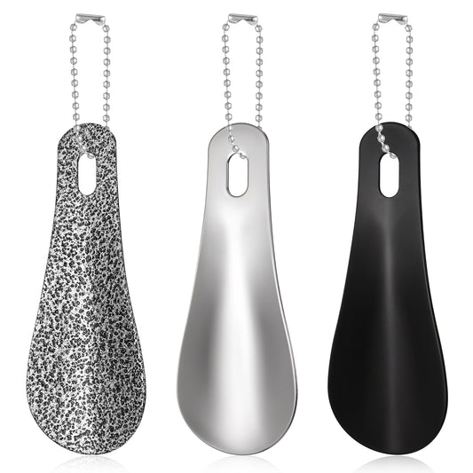HJZHII 3PCS Small Shoe Horns, 4 Inch Stainless Steel Metal Shoes Horn Shoe Helper Mini Key Chain Travel Shoes Spoon for Men Women Seniors Travel