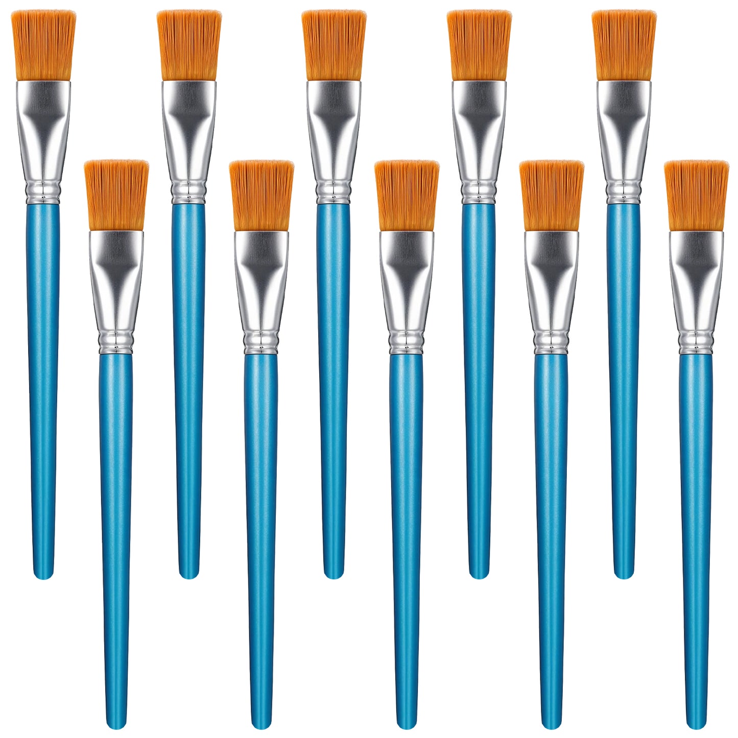LIQWEI 10Pcs 1 Inch Flat Paint Brushes, Paints Brushes for Acrylic Painting, Craft Painted Brush Small Paint Brush, Face Paints Brushing for Watercolor, Face, and School Painting Supplies