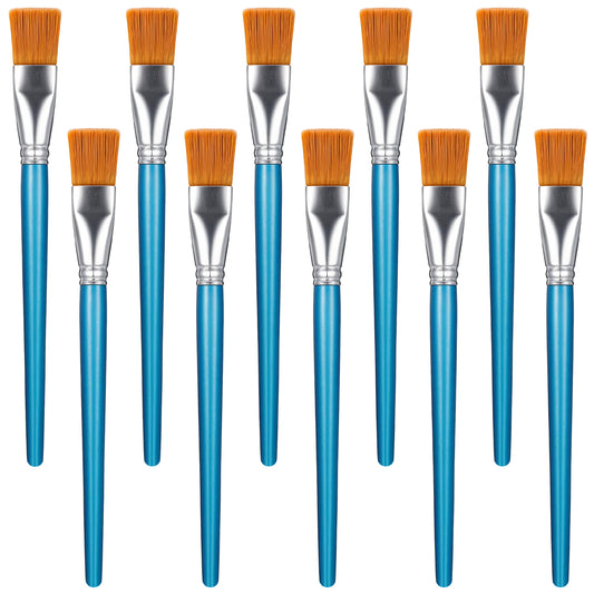 LIQWEI 10Pcs 1 Inch Flat Paint Brushes, Paints Brushes for Acrylic Painting, Craft Painted Brush Small Paint Brush, Face Paints Brushing for Watercolor, Face, and School Painting Supplies