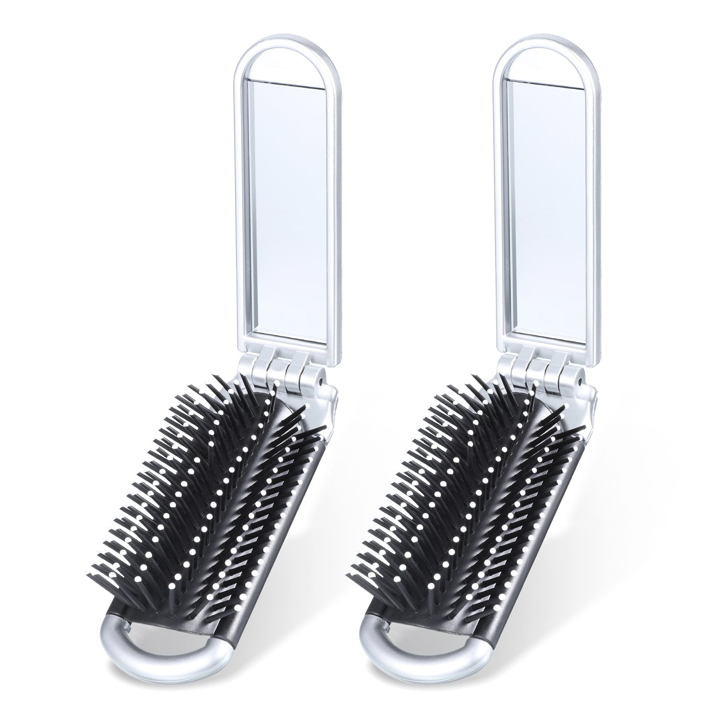 IANFAN 2 Pcs Foldable Hair Brush, Portable Travel Hair Brushes With Mini Mirror Lightweight Mini Compact Brush for Gym, Trip, Swimming, Cosmetic bag, Purse