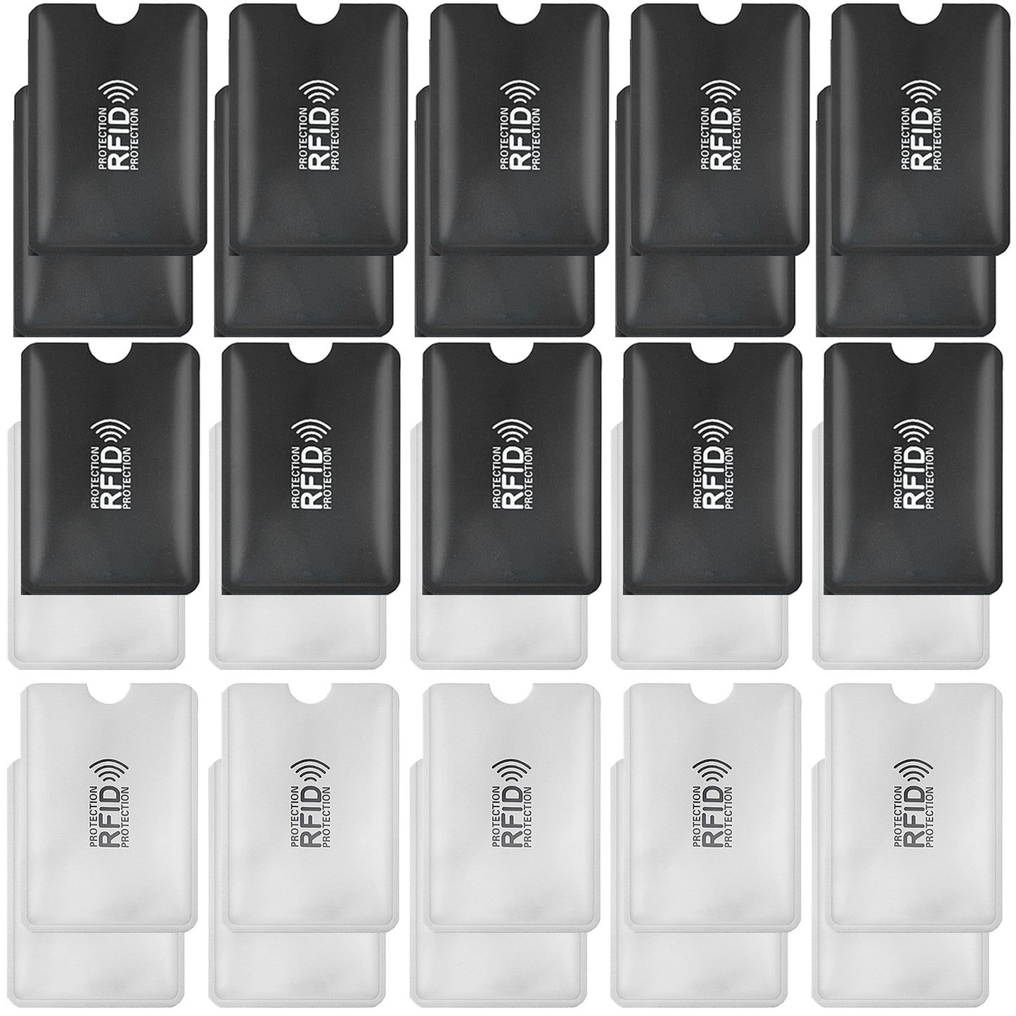 Molain RFID Blocking Sleeves, 30 Pieces RFID Card Holder Identity Credit Card Sleeves Set Card Protector for Women Men(15 Black+15 White),3.6 x 2.5 inch/9.1 x 6.3 cm