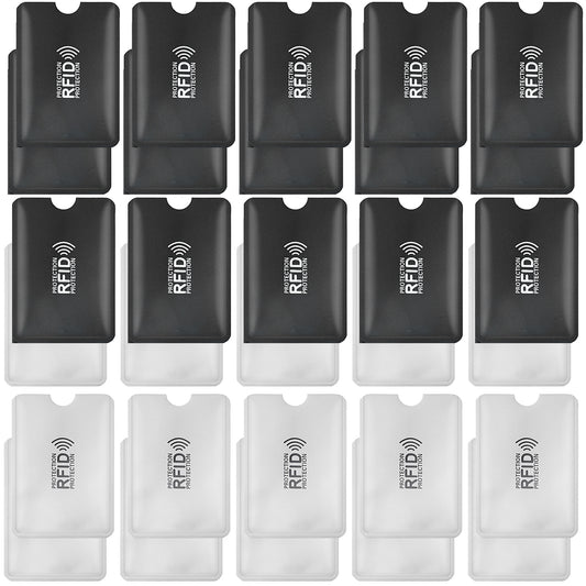 Molain RFID Blocking Sleeves, 30 Pieces RFID Card Holder Identity Credit Card Sleeves Set Card Protector for Women Men(15 Black+15 White),3.6 x 2.5 inch/9.1 x 6.3 cm