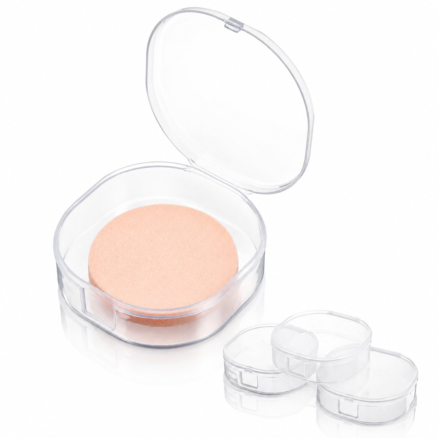 SULIKJHUI 4 Pcs Travel Cotton Round Holder, Portable Sealed Dispenser for Makeup Remover Pads & Small Items (White)