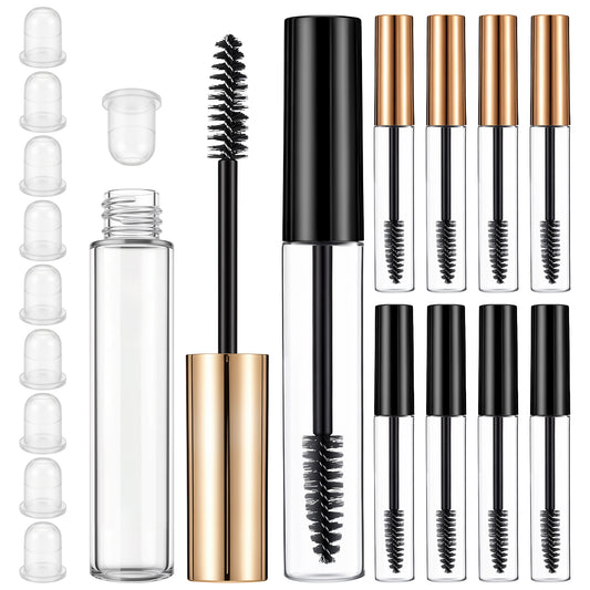 HJZHII 10 Pcs 10ml Empty Tubes, Refillable Containers Bottle with Brush Wand Eyelash Serum Tubes with Inserts Empty Eyeliner Tube Castor Oil Dispensers DIY Cosmetic Tube